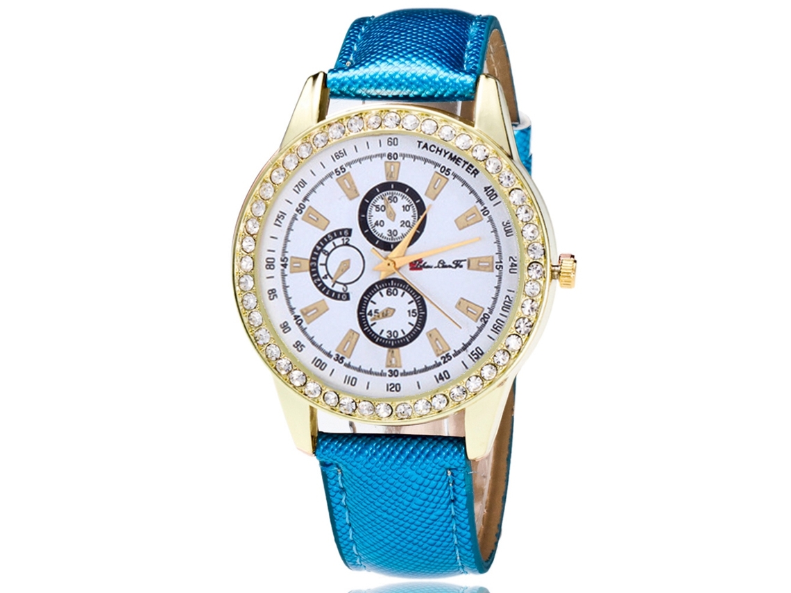 Reloj De Pulsera Zhoulianfa Para Mujer Con Correa De Cuero Y Cristal, Estilo Moderno, Movimiento Analógico De Cuarzo (azul).