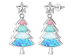 Pendientes De Árbol De Navidad Wabjtam Opal 2025 Con Caja De Regalo Para Fiestas Navideñas De Mujeres.