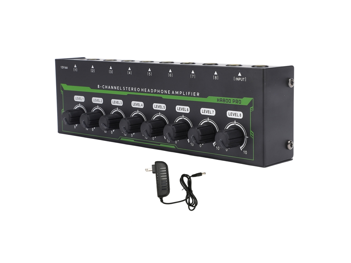 Amplificador De Auriculares Portátil De 8 Canales Con Bajo Nivel De Ruido E Iluminación Rgb Para Estudio Y Ktv, Enchufe Estadounidense 100-240v.