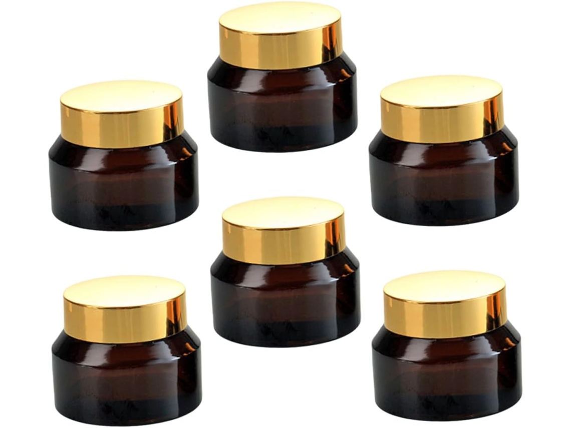 Juego De 6 Tarros Pequeños De Vidrio Transparente Para Cosméticos, Envases Recargables Para Crema Facial.