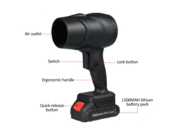 Soplador de polvo turbo inalámbrico de 1050 W con 30 m/s