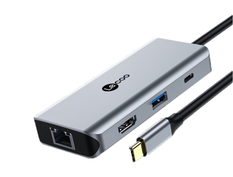 Adaptador LECOO Lkc1306H Tipo-C a 3Usb3.0 Pd HDMI 1000Mbps para Huawei Mate40/P50 S20