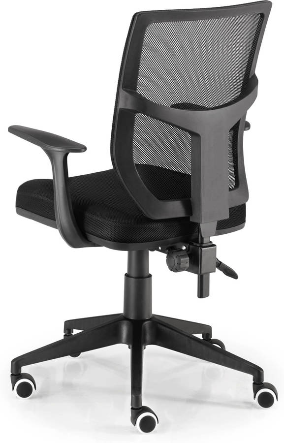Euromof Roma Silla de oficina negra giratoria escritorio respaldo malla operativa brazos fijos y tejido