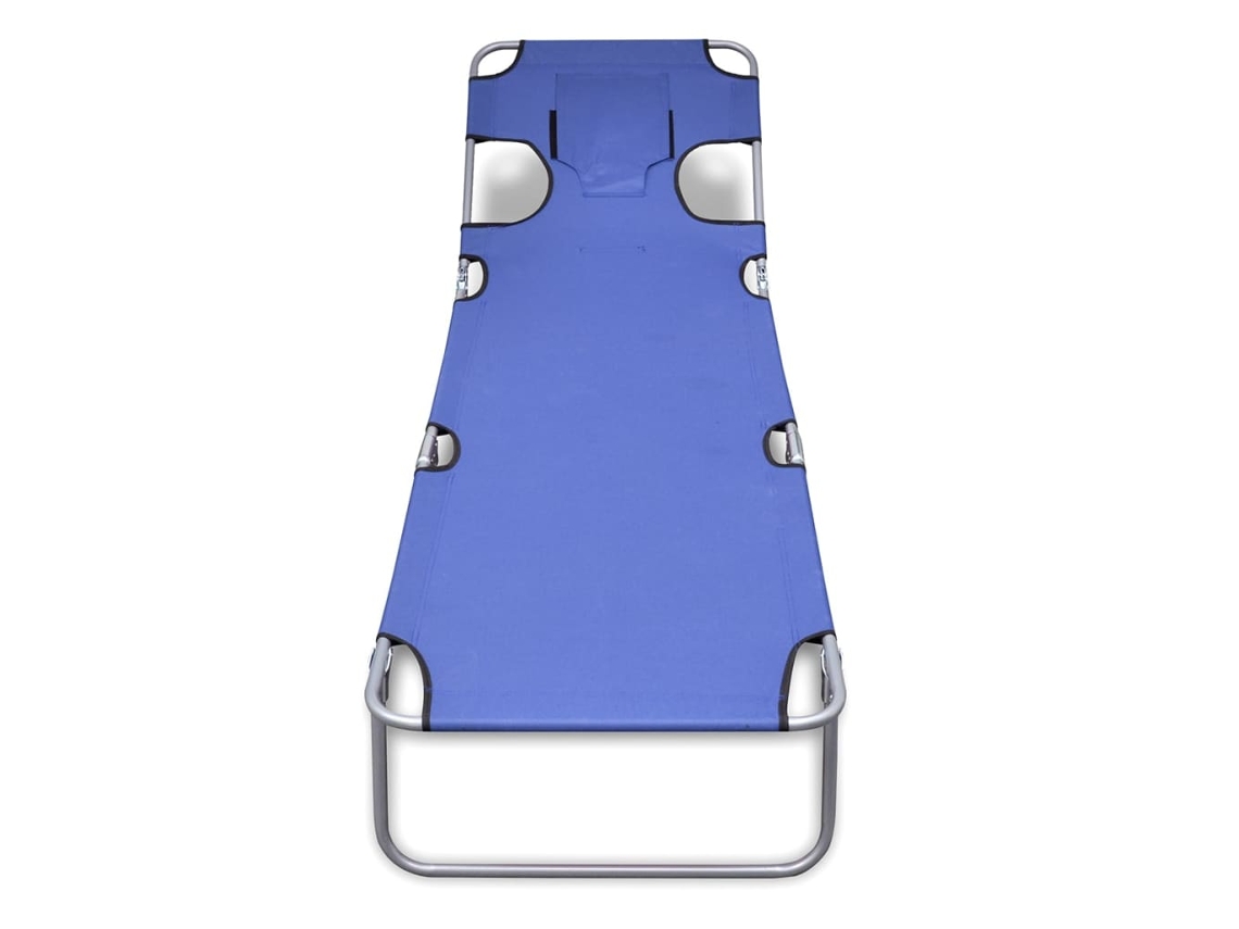Maison Exclusive - Tumbona Plegable De Acero Con Cojín De Cabeza Acero Azul