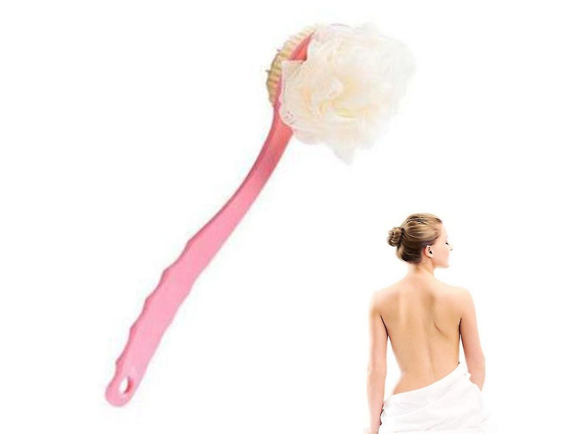 Cepillo De Baño Con Cerdas Y Esponja Corporal Con Mango Largo Antideslizante.
