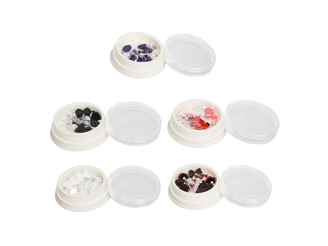 5 cajas de adornos para uñas en 3D con flores y mariposas, decoraciones para manicura con perlas artificiales brillantes.