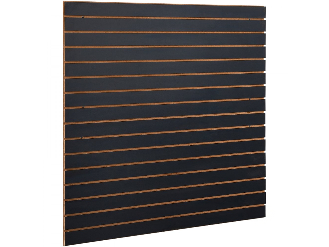 Conjunto de Paneles MDF Negro 129x129 cm con Ranuras y Lamas para Taller o Garaje Tekmaquinas