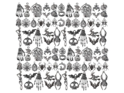 2026altiro-100 Colgantes De Plata Antigua Para Halloween - Accesorios Para Manualidades - Estilos Aleatorios