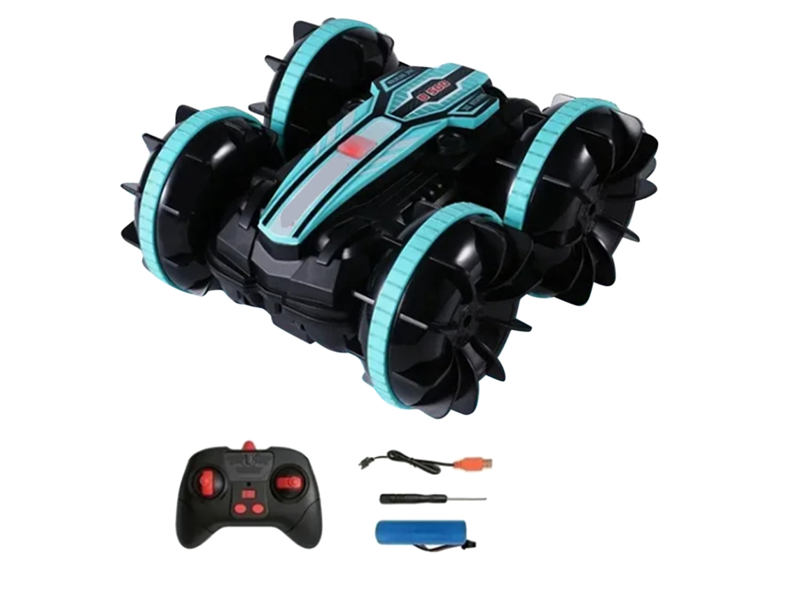 Coche Acrobático Teledirigido De Doble Cara Con Rotación, 2,4 Ghz, Resistente Al Agua, Recargable Por Usb, Anfibio, Para Niños, 3,7 V, Azul