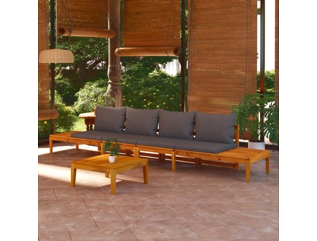 MAISON EXCLUSIVE Bancos de jardín con cojines gris oscuro 2 uds madera acacia