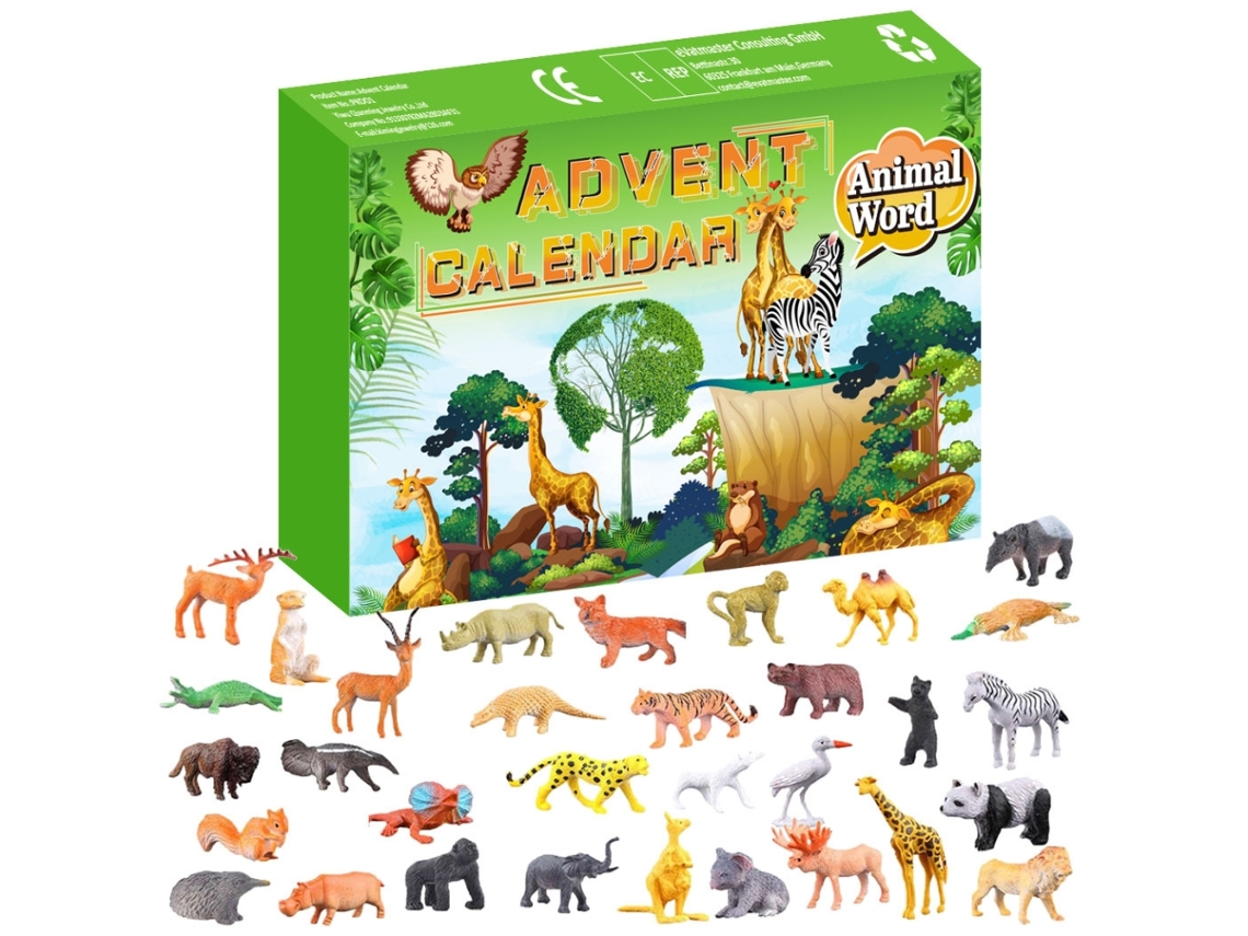 Calendario De Adviento De Navidad De 24 Días Con Figuras De Animales Realistas - Juguete Para Niños A Partir De 3 Años.