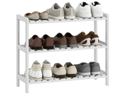 Zapatero de 3 niveles, estantería, madera de pino, 70 x 26 x 57,5 cm, blanco