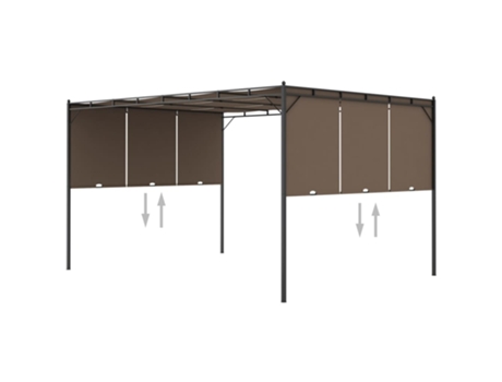 MAISON EXCLUSIVE Cenador de jardín con cortina lateral gris taupe 4x3x2,25 m