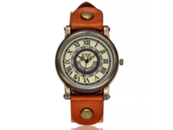 Reloj De Pulsera De Cuarzo Naranja Para Mujer Con Correa De Piel Sintética Y Números Romanos.