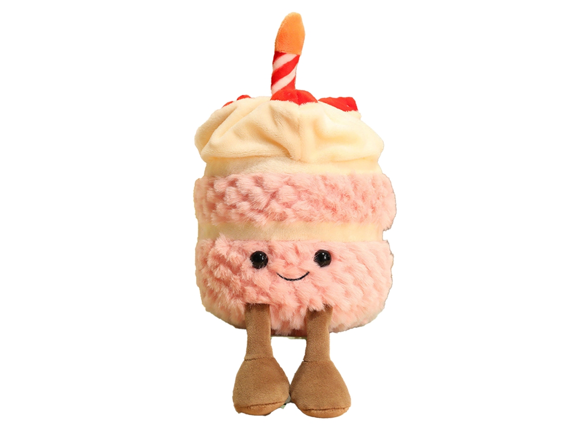 Peluche de tarta de cumpleaños rosa de 28 cm