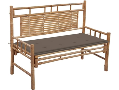 Banco de jardín VIDAXL Gris Topo Bambú (120x55x90 cm)