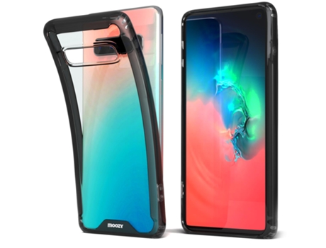 Funda Protectora MOOZY Xframe a Prueba de Golpes para Samsung S10 – Transparente con Borde Negro Funda Híbrida Transparente de Doble Color con Bord...