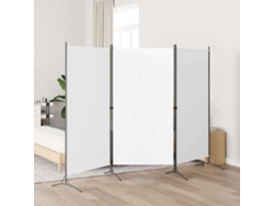 Separador de ambientes con 3 paneles, 260x180 cm, tela blanca.