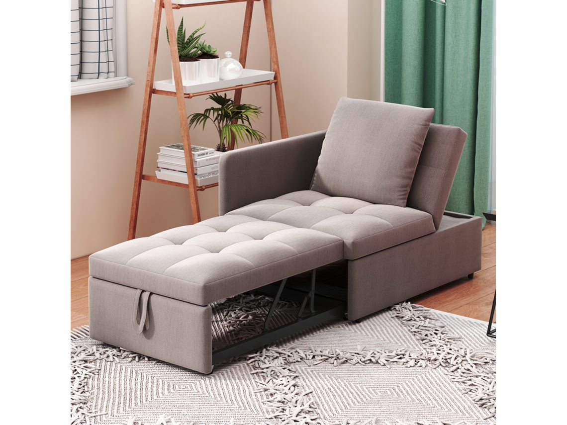 Sofá Convertible 3 En 1, Cama Plegable De Lino Con 5 Posiciones, Sofá Plegable Para Espacios Pequeños, Gris