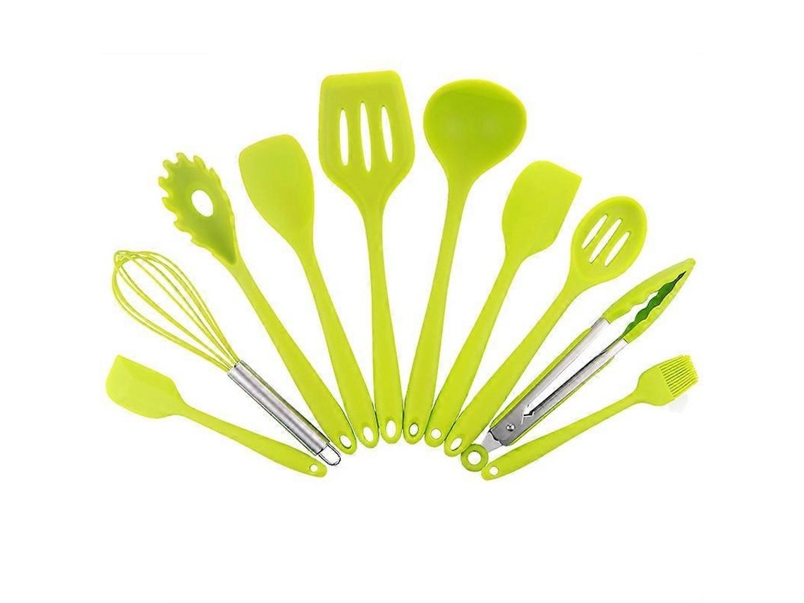 Nostalgia88 - Juego de utensilios de cocina de silicona (10 piezas, verde)