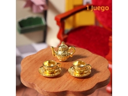 Juego de 8 tazas de café/té de porcelana rosa con estampado, escala 1/12, para casa de muñecas. Mdug
