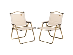 Juego De 2 Sillas Plegables De Camping, Acero Oxford, Color Caqui.