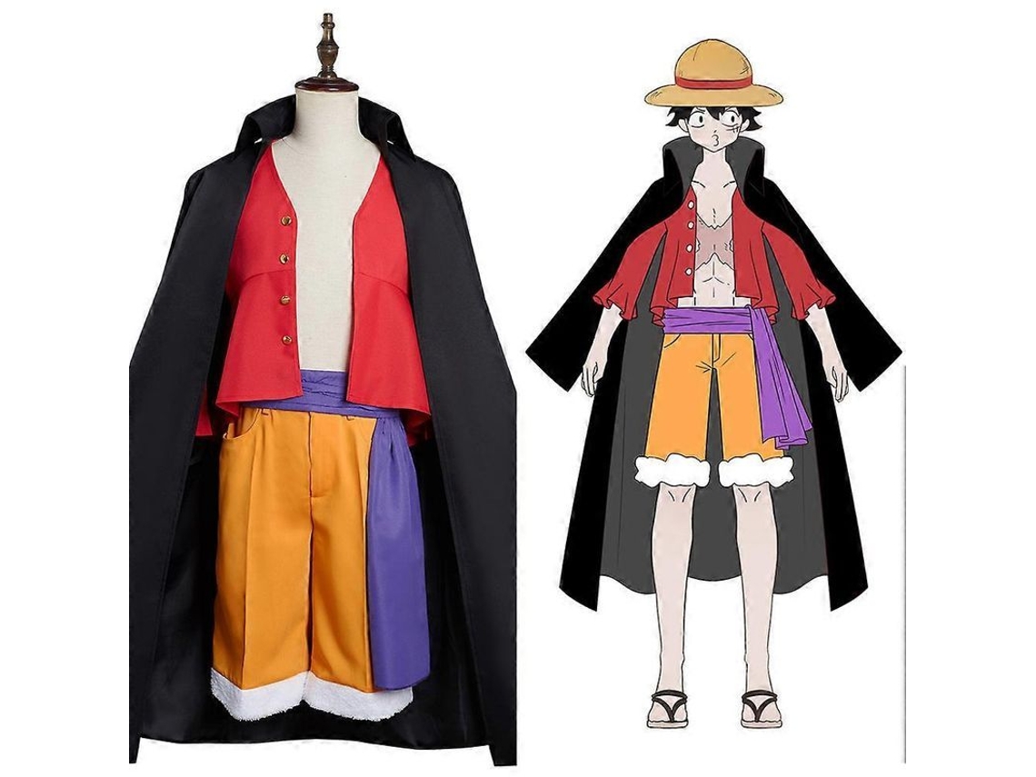 Disfraz De Monkey D. Luffy De One Piece Para Halloween Y Carnaval: Conjunto Con Camisa, Pantalones Cortos Y Capa.