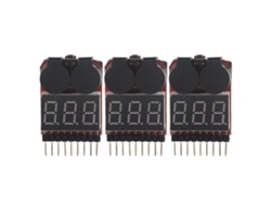 Juego De 3 Probadores De Voltaje De Baterías Lipo De 1s A 8s Con Alarma Sonora De Bajo Voltaje (accesorio Para Radiocontrol).