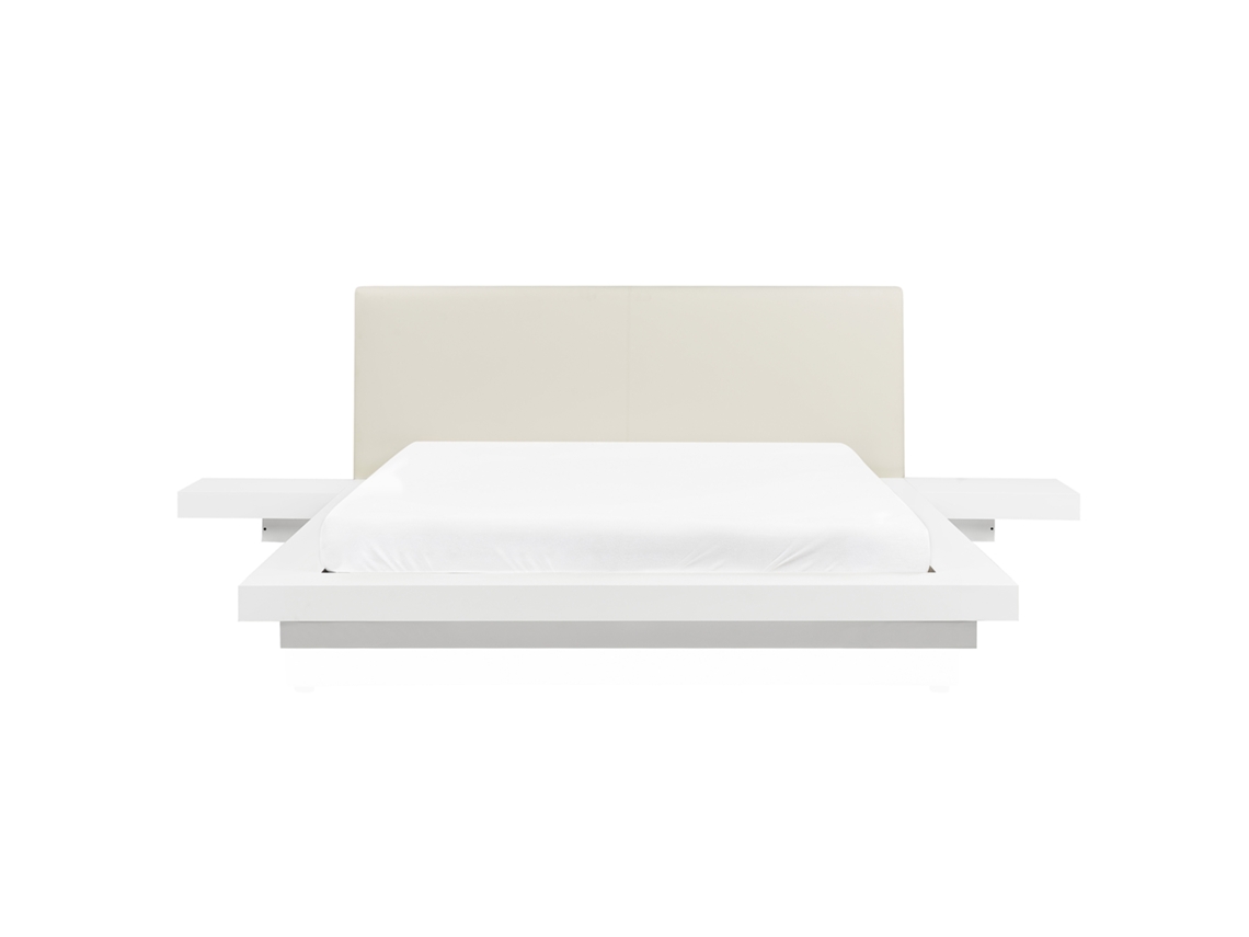 Cama con somier BELIANI Zen de MDF Blanco 308x229x86