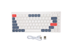 Teclado Sem Fio Bluetooth 2.4g 84 Teclas Gotícula Tipo C Para Tablet Celular Branco Azul