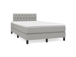 Cama Box Spring Con Colchón Tela Gris Claro 120x190 Cm
