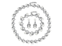 Fasst-juego De Joyería De Perlas Con Collar, Aretes Y Pulsera De Aleación Galvanizada Para Mujeres Fiestas Y Bodas
