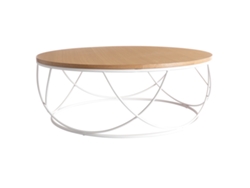 Mesa de Centro Madera Y Metal Blanco Redonda 80 Cm Lace MILIBOO