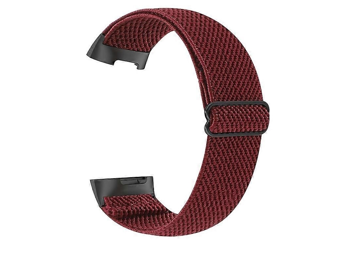 Pulseira Elástica De Nylon Ajustável Para Smartwatch Fitbit Charge 5 - Vermelho Vinho