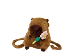 Mochila de felpa suave con diseño de capibara y correa ajustable. Bolso bandolera suave ideal para la escuela o viajes informales - Giecy