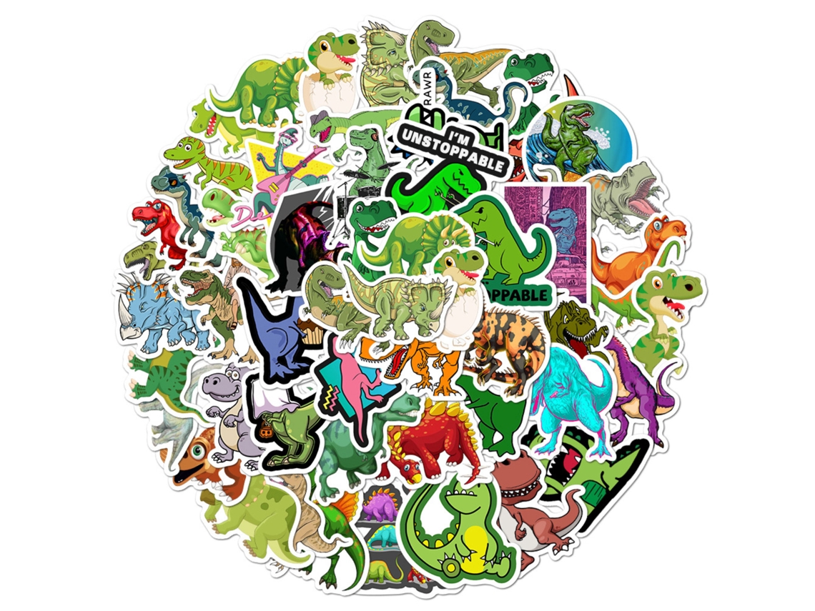 50 pegatinas de dinosaurios, bonitas calcomanías impermeables para niños, adolescentes y adultos, decoración para portátiles, botellas y MacBook C