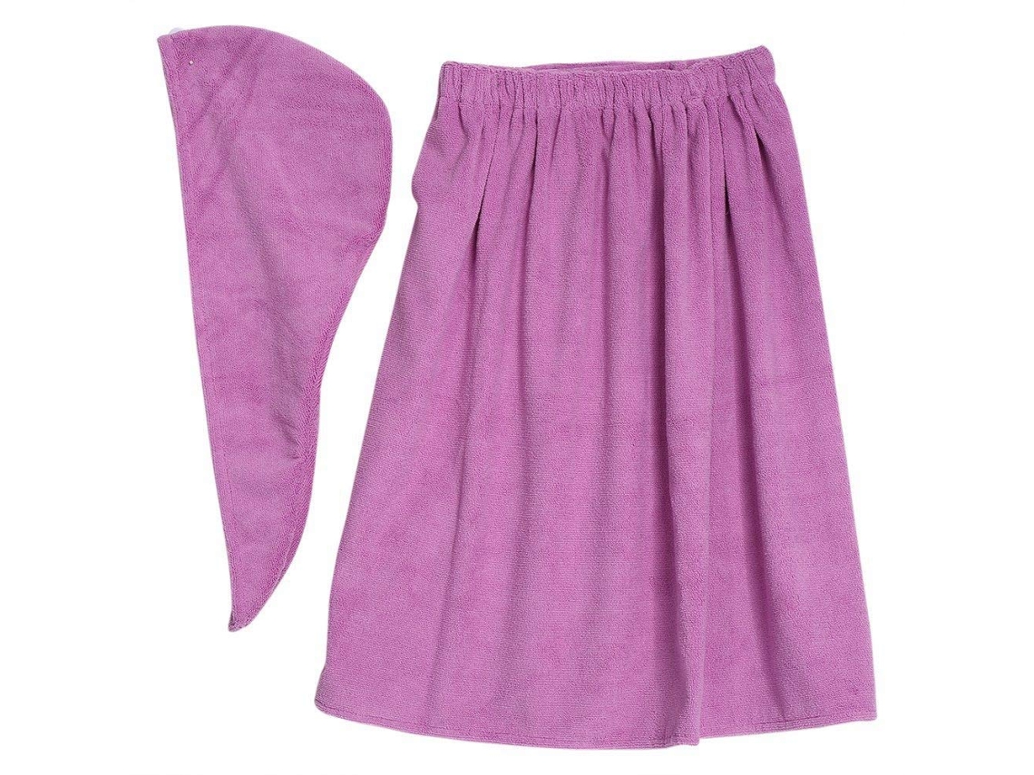 Toalla RNEMITERY Pareo Sauna Falda Velcro Envoltura Cabello Morado (150x90cm)