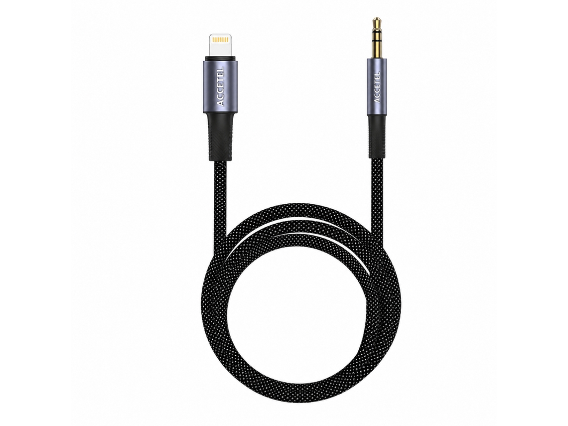 Cabo Áudio Lightning Para Aux 3.5mm 1.2m Accetel Au123 Preto