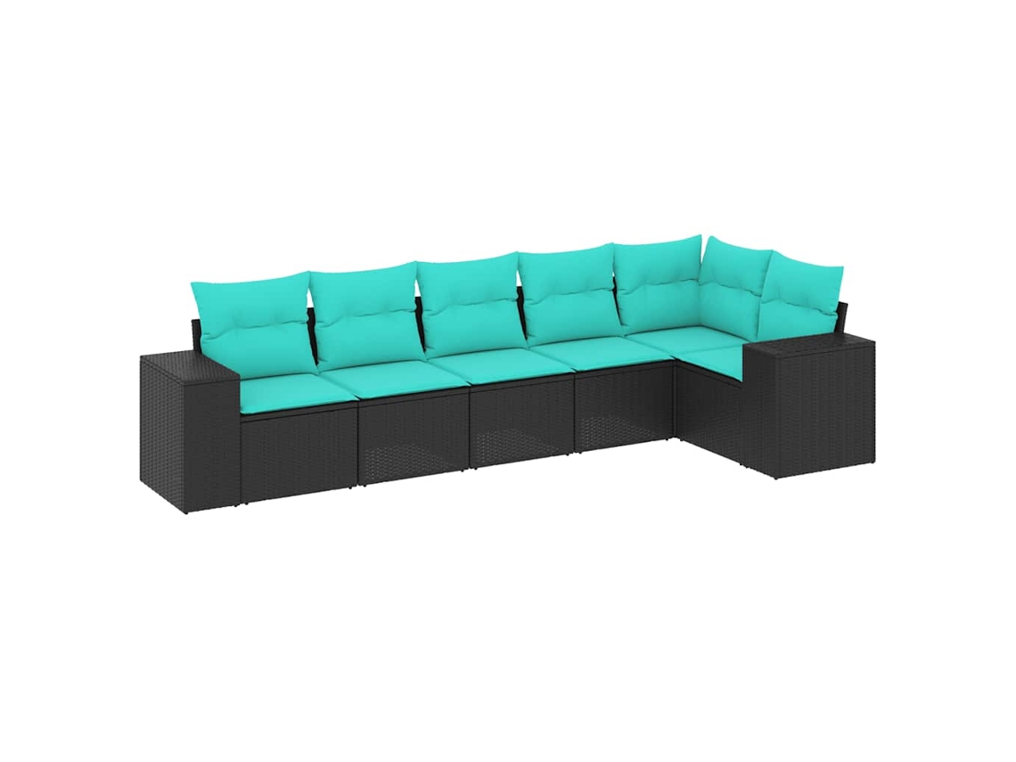 Maison Exclusive - Conjunto De Sofá De Jardín De 6 Piezas Con Cojines, De Poliratán Negro