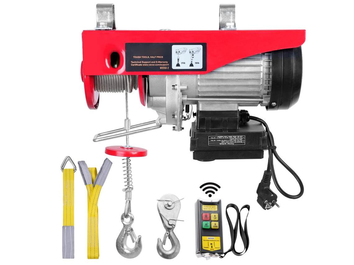 Polipasto eléctrico Succebuy de 250 kg con control remoto inalámbrico, 510 W, 220 V