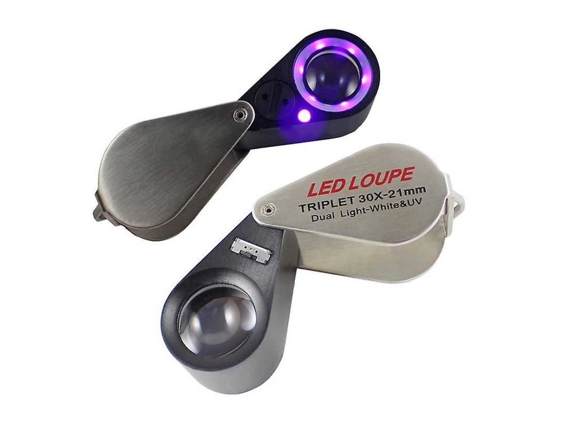 2026-lupa Joyería 10/20/30x Con Led Uv Lente Triplete Acolorático 21mm Vidrio Óptico Aluminio