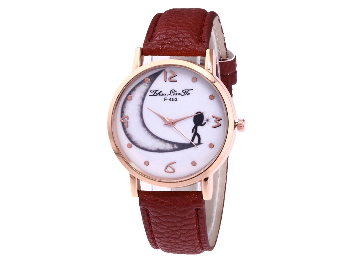 Reloj De Pulsera Para Mujer Zhoulianfa De Cuero Pu Dial Redondo De Cuarzo Café