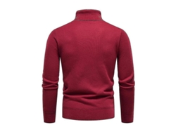 2026-jersey Hombre Cuello Alto Liso Invierno Slim Fit Tejido Grueso Abrigo Pull-over Básico 3xl Rojo Vino