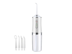 Rebe-irrigador Dental Inalámbrico Viaje Limpiador De Dientes Con 4 Puntas Modos Debil/fuerte/pulso Impermeable Ipx7 Blanco