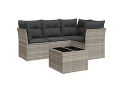 Maison Exclusive - Set De Sofás Jardín Y Cojines 5 Pzas Ratán Sintético Gris Claro