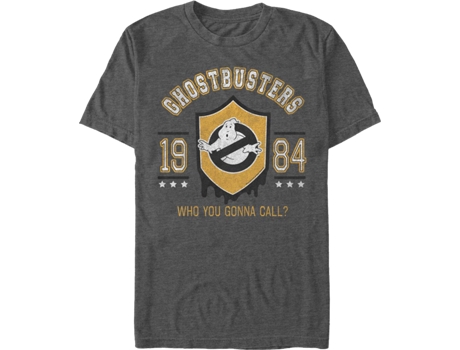 Camiseta Unisexo DEEPSTONE 1984 Collegiate Shield Ghostbusters Brezo carbón (XL)