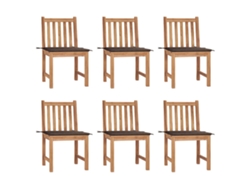 Sillas de jardín DKD Home Decor de 6 piezas con cojines, madera maciza de teca