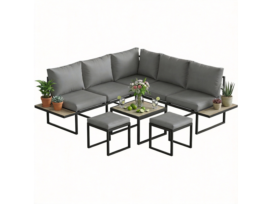 Conjunto de jardín para 6 personas 195x195x66cm TIENDA PENGJIANG
