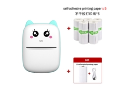 Impresora Térmica Inalámbrica De 203 Dpi. Impresión Sin Tinta Con 5 Rollos De Papel Autoadhesivo Para Ios Y Android, Color Azul. GERTIZ