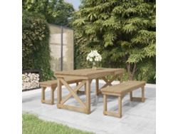 Pcs Conjunto De Jantar Para Jardim Pinho Impregnado Maciço Dkd Home Decor